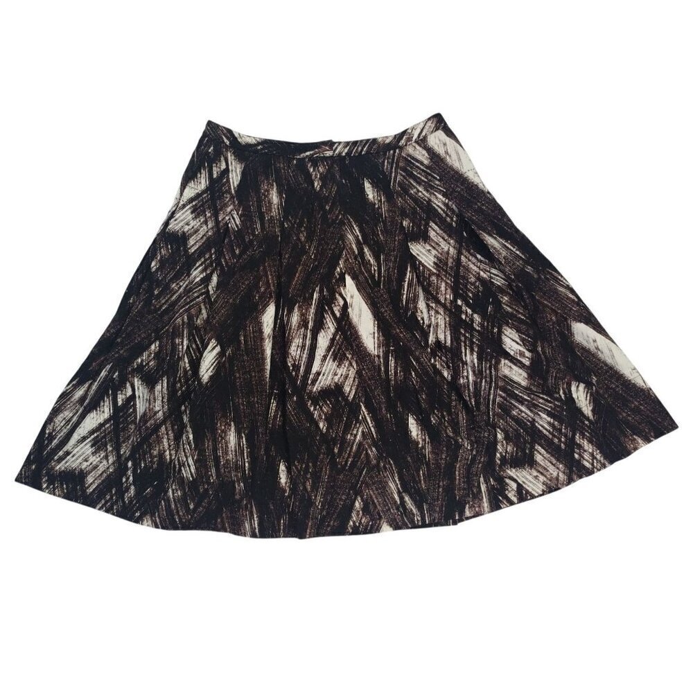 Jones New York Collection Brown & White Abstract Print A-Line Skirt Sz 10 Womens - Picture 2 of 6